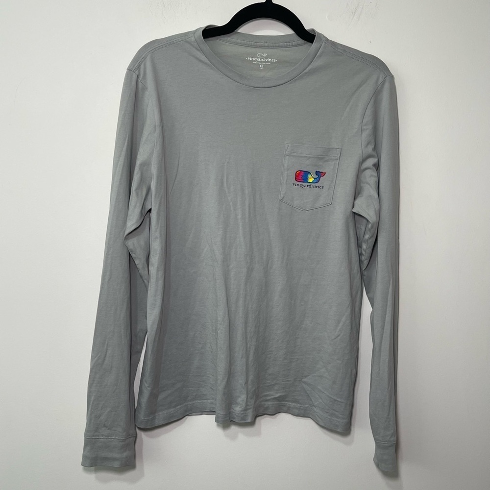 Vineyard Vines Junior XL Gray casual coastal Long Sleeve Tee Tie-Dye Whale Logo